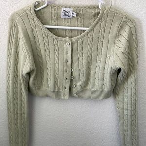 Princess Polly Light Green cropped Cardigan